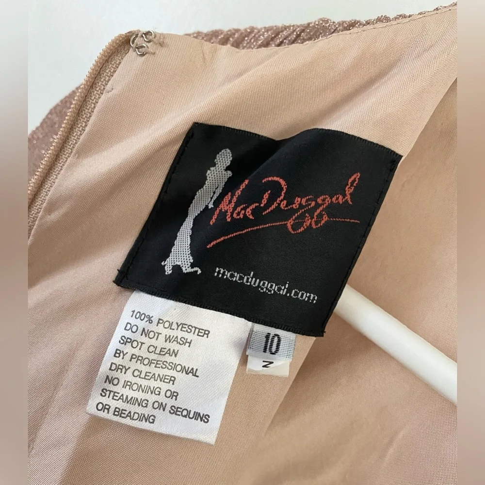 MAC DUGGAL Shimmering Pleated A-Line Pink Rose Gold Tulle Ball Gown 30700 Sz 10 - Picture 14 of 16